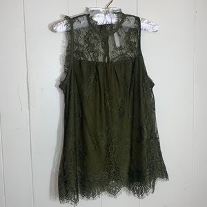 Green lace blouse top